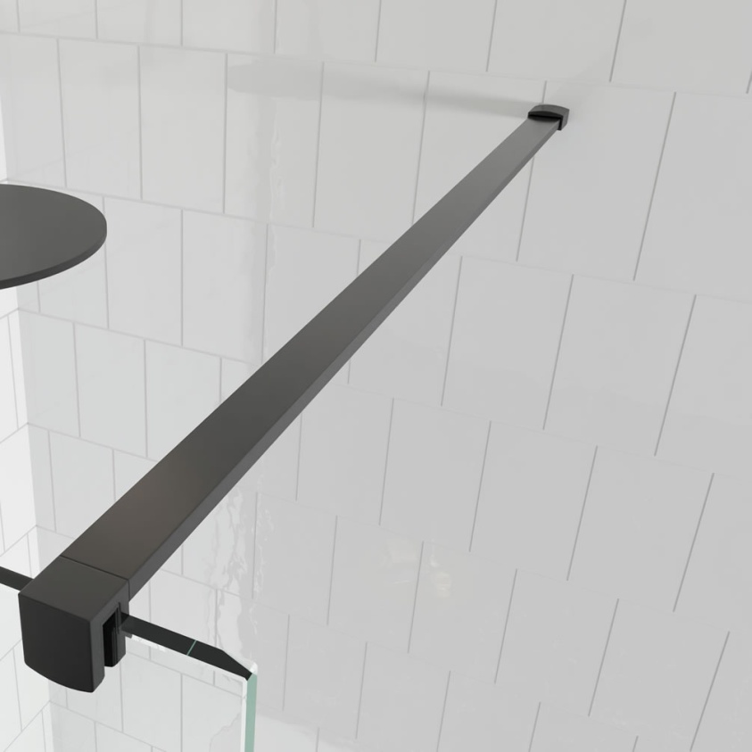 Lifestyle image of Crosswater Matt Black Glass-to-Wall Bracing Bar